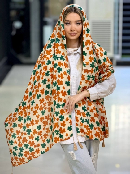 شال نخی سی آی اسکارف منگوله دار کد 2660