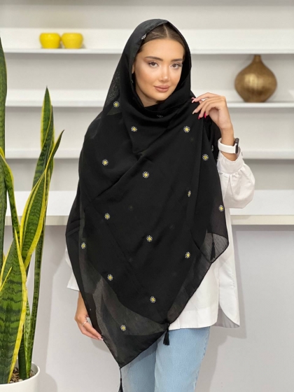 شال نخی اعلاء گلدوزی منگوله دار کد1212