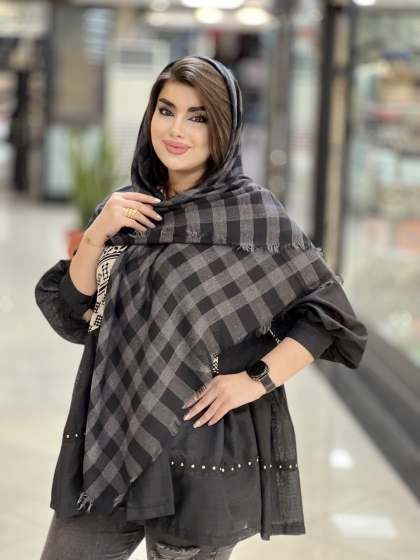 روسری نخی ملانژ پاییزه دور ریش کد 1585