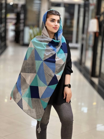 شال نخی لانا دور دوخت منگوله دار کد 996