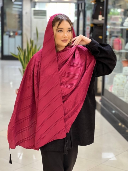شال نخی پلیسه منگوله دار کد 2176