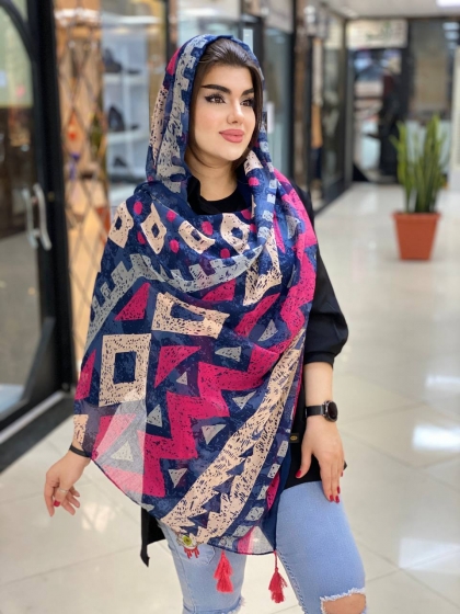 شال نخی ترک منگوله دار کد 513