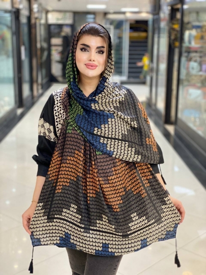 شال نیلا منگوله دار پاییزه کد 549