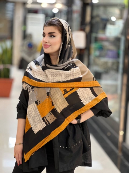 روسری نخی ژاکارد دور دست دوز کد 982