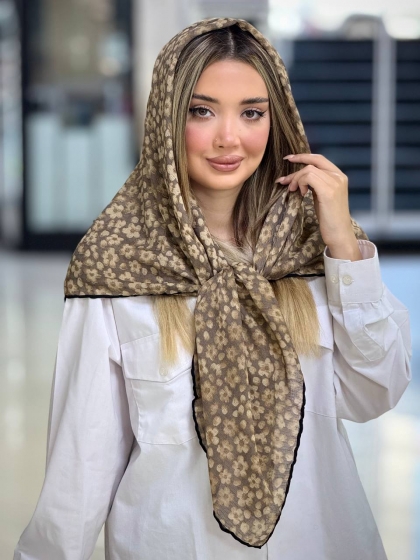 روسری گارزا ژاکارد دور دست دوز کد 2737