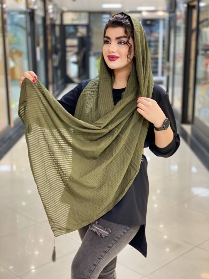 شال وال راه راه نخی منگوله دار کد 461