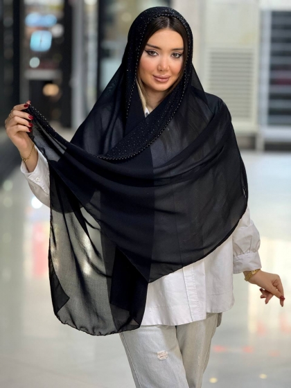 شال کرپ خاویار نگین مروارید کد 2579