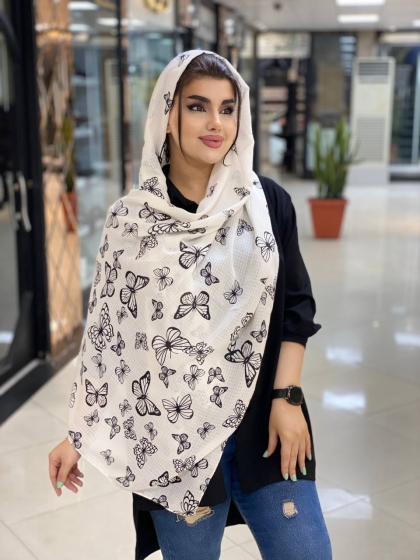 شال نخی پاییزه طرح پروانه کد 557