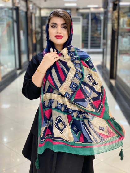 شال نخی ژاکارد منگوله دار کد796