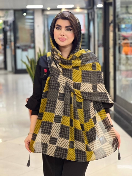 شال نخی دور دوخت منگوله دار کد2003