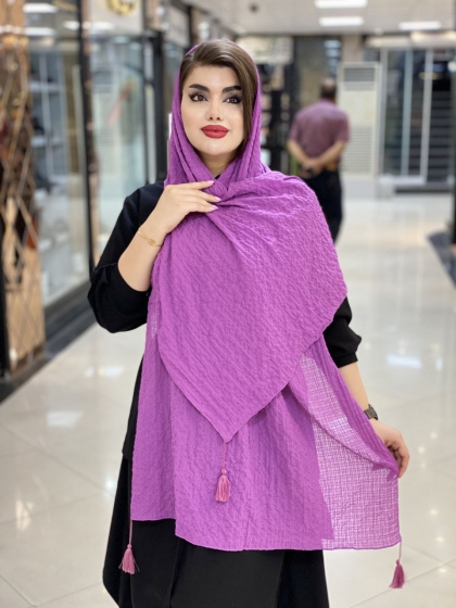 شال نخی پفکی منگوله دار کد538