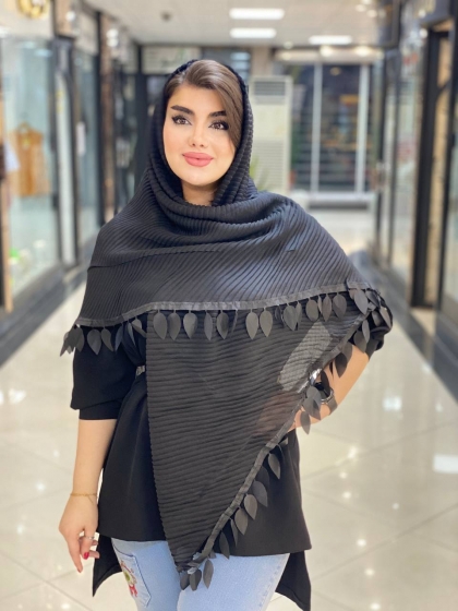 روسری نخی پلیسه ریشه برگی کد 499