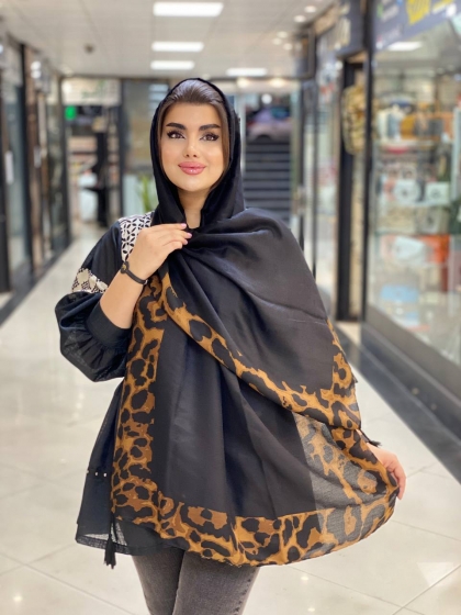 شال بلفی پلنگی منگوله دار کد548