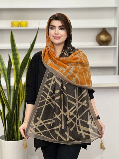 شال نخی ترک دور دوخت منگوله دار کد1162
