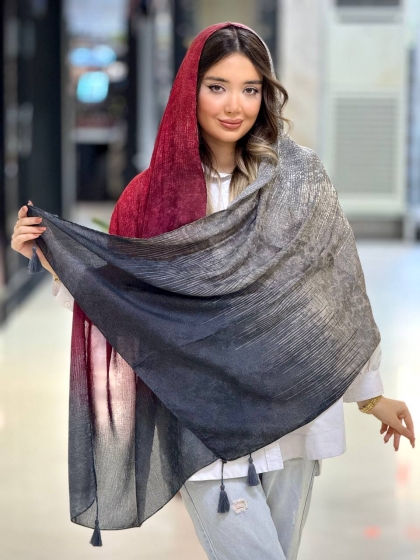 شال نخی ژاکارد منگوله دار کد 2545
