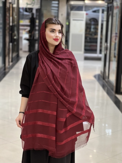 شال نخی راه راه مخمل لمه دار کد 1059