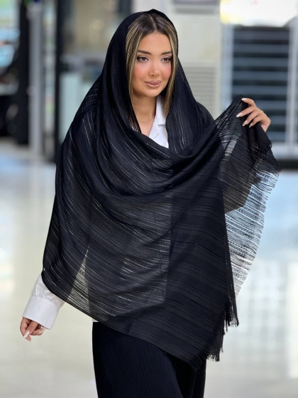 شال نخی مشکی سه طرح کد 2792