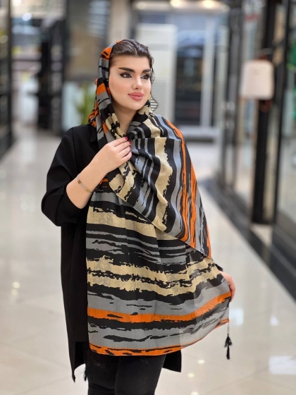 شال نخی ترک دور دوخت منگوله دار کد 955