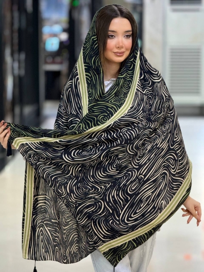 شال نخی صابونی منگوله دار کد 2559