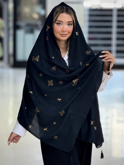 شال نخی اعلا طلاکوب منگوله دار کد 2761