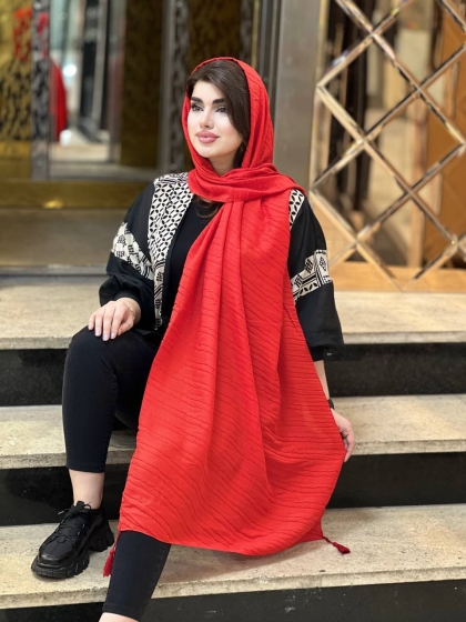 شال نخی پلیسه چروک منگوله دار کد 1000
