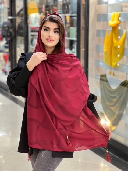 شال نخی پاییزه منگوله دار کد642