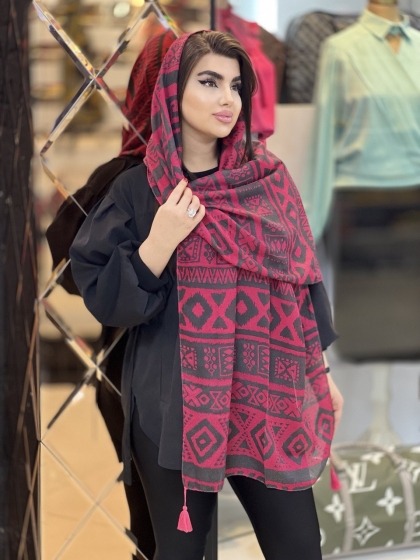 شال نخی بهاره منگوله دار کد1755