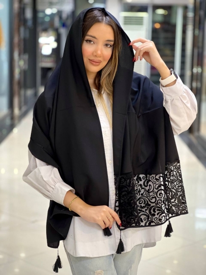 شال نخی مجلسی منگوله دار کد 2327