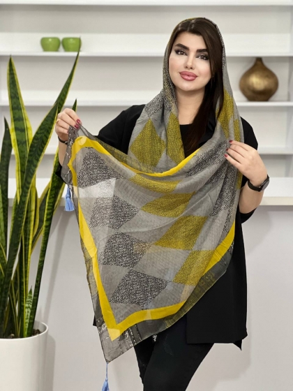 شال نخی ترک دور دوخت منگوله دار کد 1178