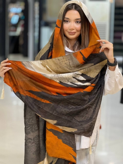 شال نخی ژاکارد منگوله دار کد 2396
