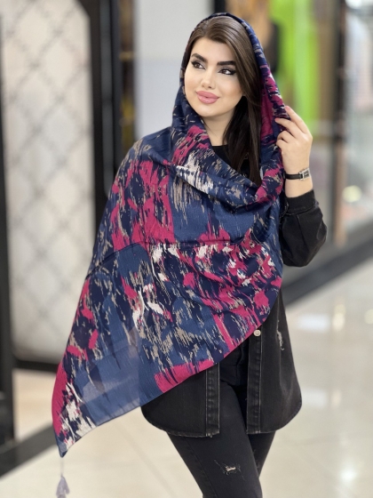 شال نخی ترک منگوله دار کد 1674