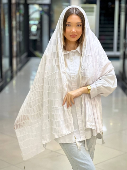 شال حریر یاخما مرواریدی کد 2535