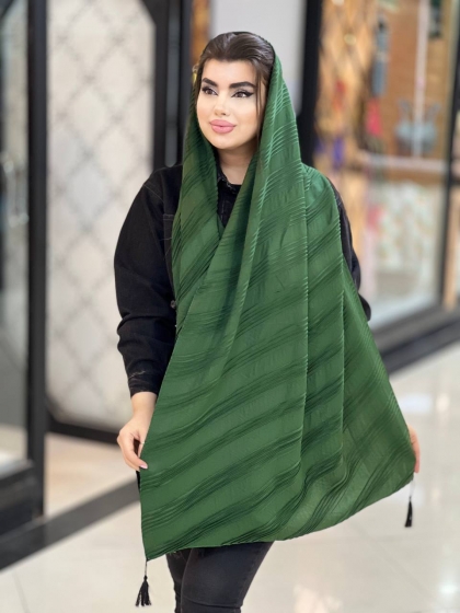 شال نخی پلیسه منگوله دار کد 1575