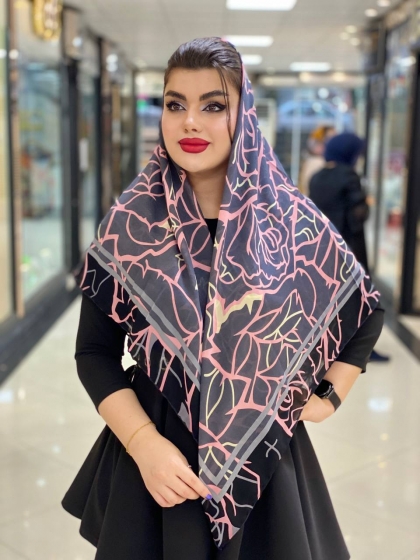 روسری نخ و حریر دور دست دوز کد 354