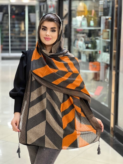 شال نخی ژاکارد پاییزه منگوله دار کد647
