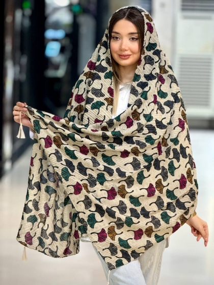 شال نخی ژاکارد منگوله دار کد 2503