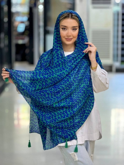 شال نخی پلیسه ژاکارد منگوله دار کد 2655