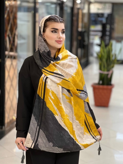 شال نخی ژاکارد منگوله دار کد 966 
