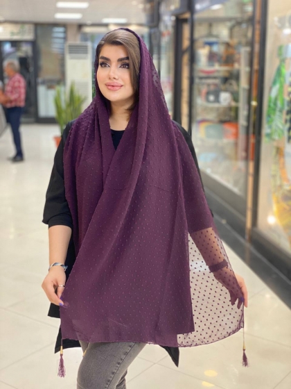 شال نخ و حریر خالدار منگوله دار کد543