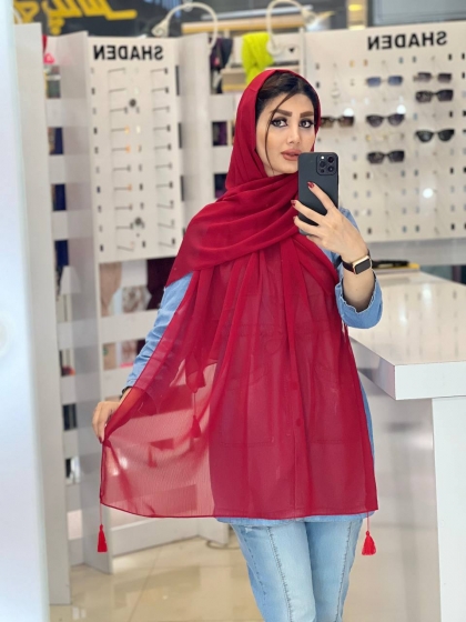 شال حریر منگوله دار کد 2141