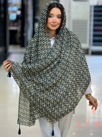 شال نخی ارکیده منگوله دار کد 2553
