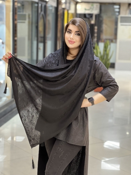 شال نخی برجسته منگوله دار کد 817