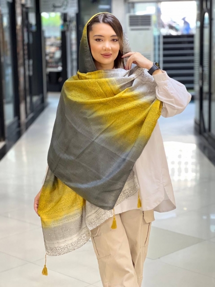 شال سرژه پاییزه منگوله دار کد 2239