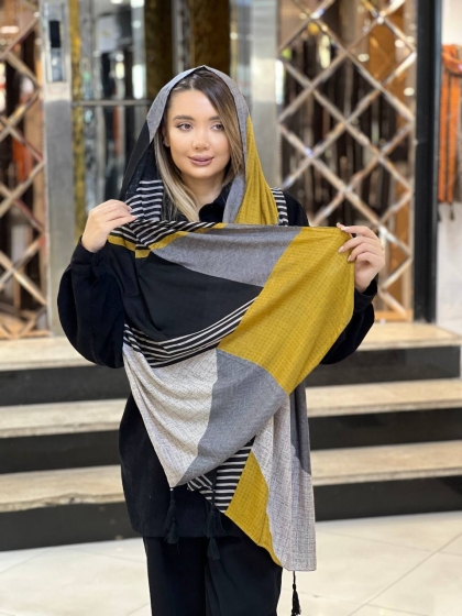 شال نخی ژاکارد منگوله دار کد 2194