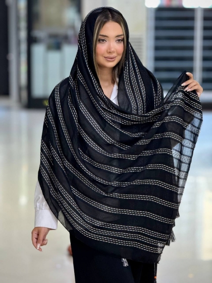 شال نخی کوک دوزی اعلاء منگوله دار کد 2816