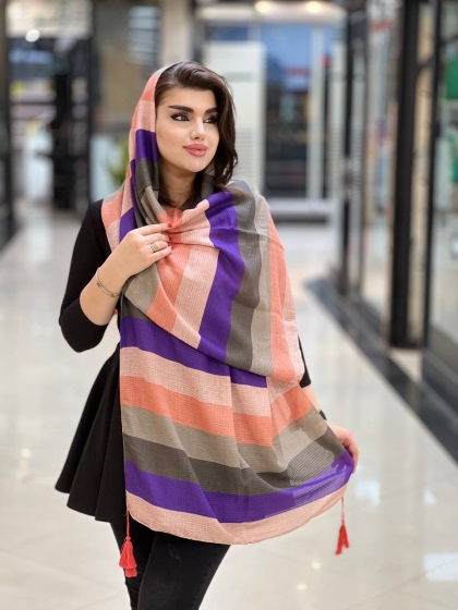 شال نخی ژاکارد منگوله دار کد 945