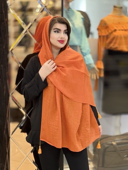 شال نخی پلیسه منگوله دار کد 1835