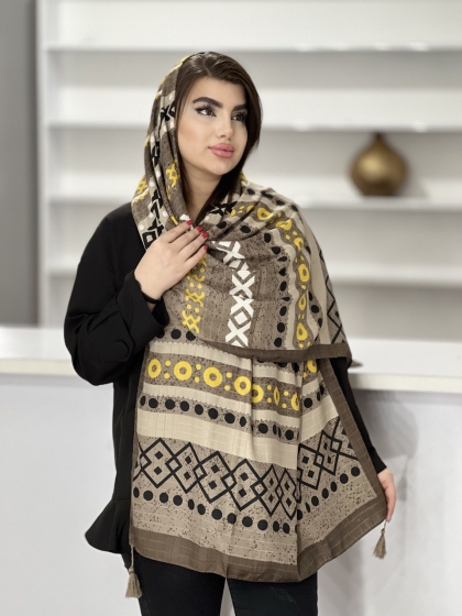 شال نخی پاییزه منگوله دار کد1506