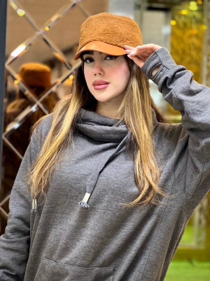 کلاه تدی لبه چرم کد 2423