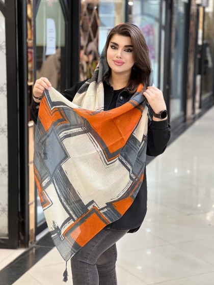 شال نخی ژاکارد منگوله دار کد 865